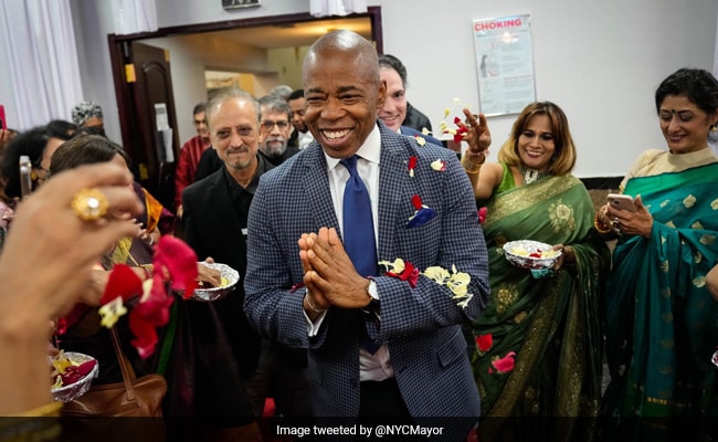 Eric Adams and Dilip Chauhan join Durga Puja celebrations in New York