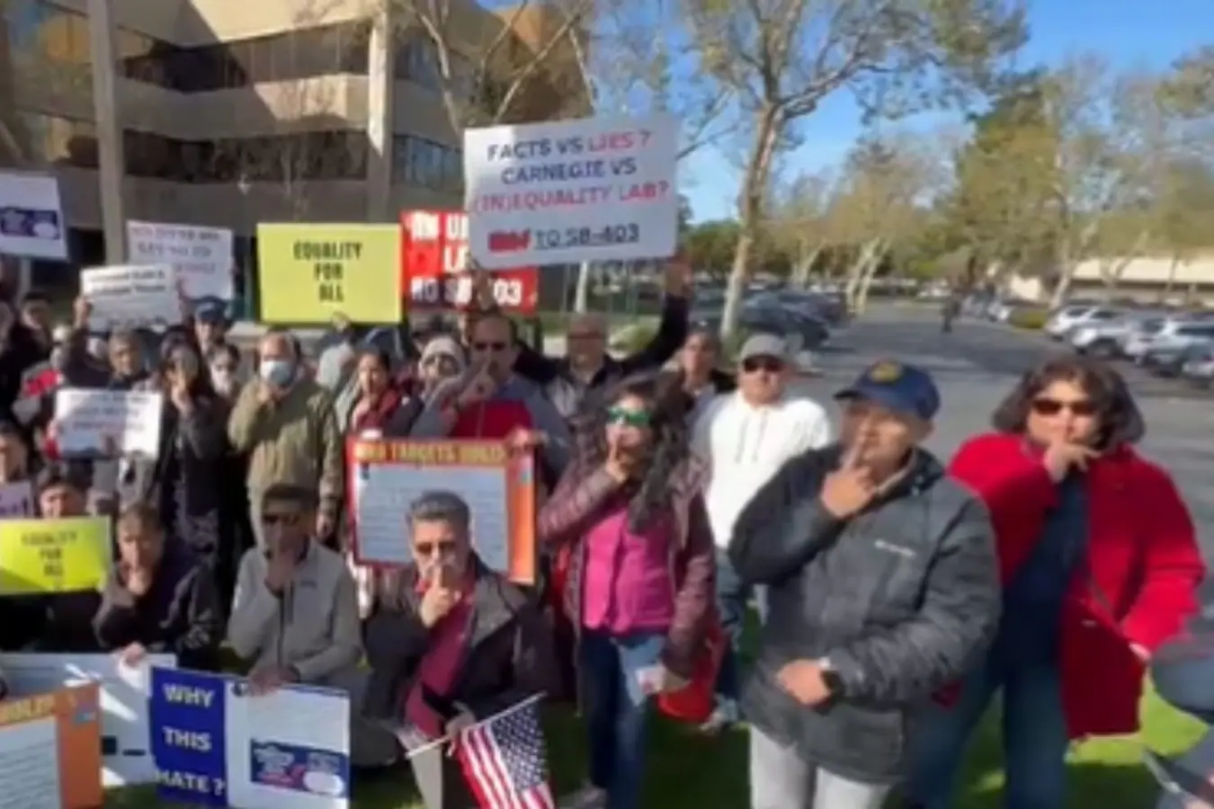 Indian Americans hold a peaceful rally in California