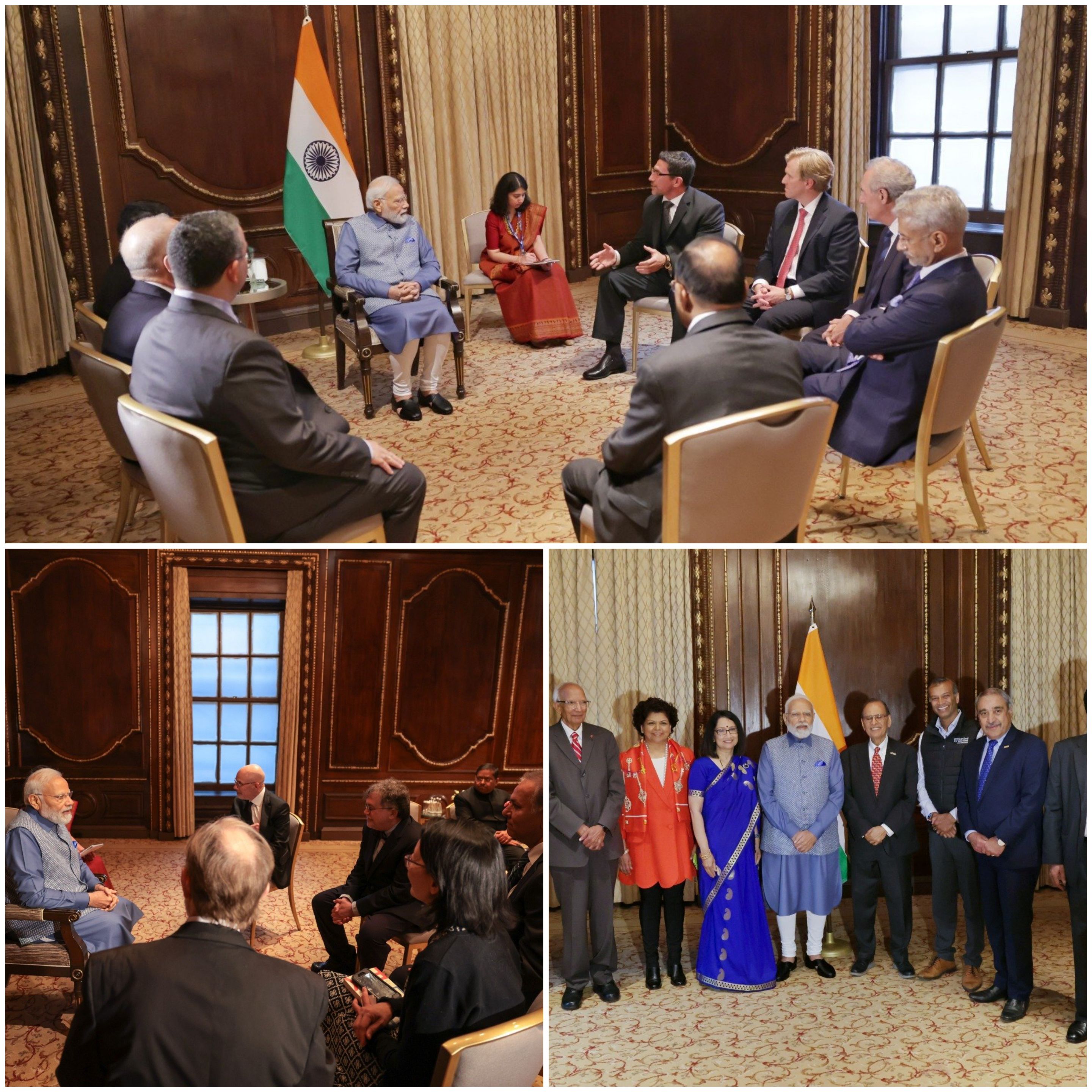 On the 1st day of the state visit to US, PM modi meets visionaries, think tanks and policy makers