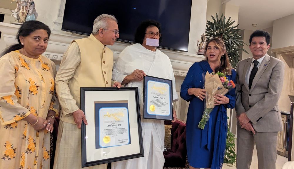 Acharya Lokesh Muni & Dr. Anil & Preeti Shah Honored