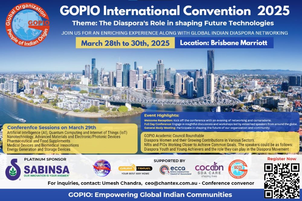 Brisbane, Australia to Host GOPIO’s 2025 Convention and Conference; Invites Nominations for Awards